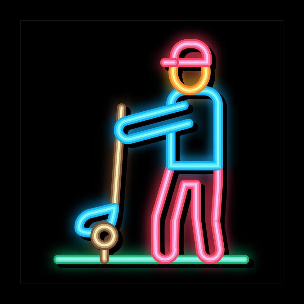 Mens spelen golf neon gloed icoon illustratie vector