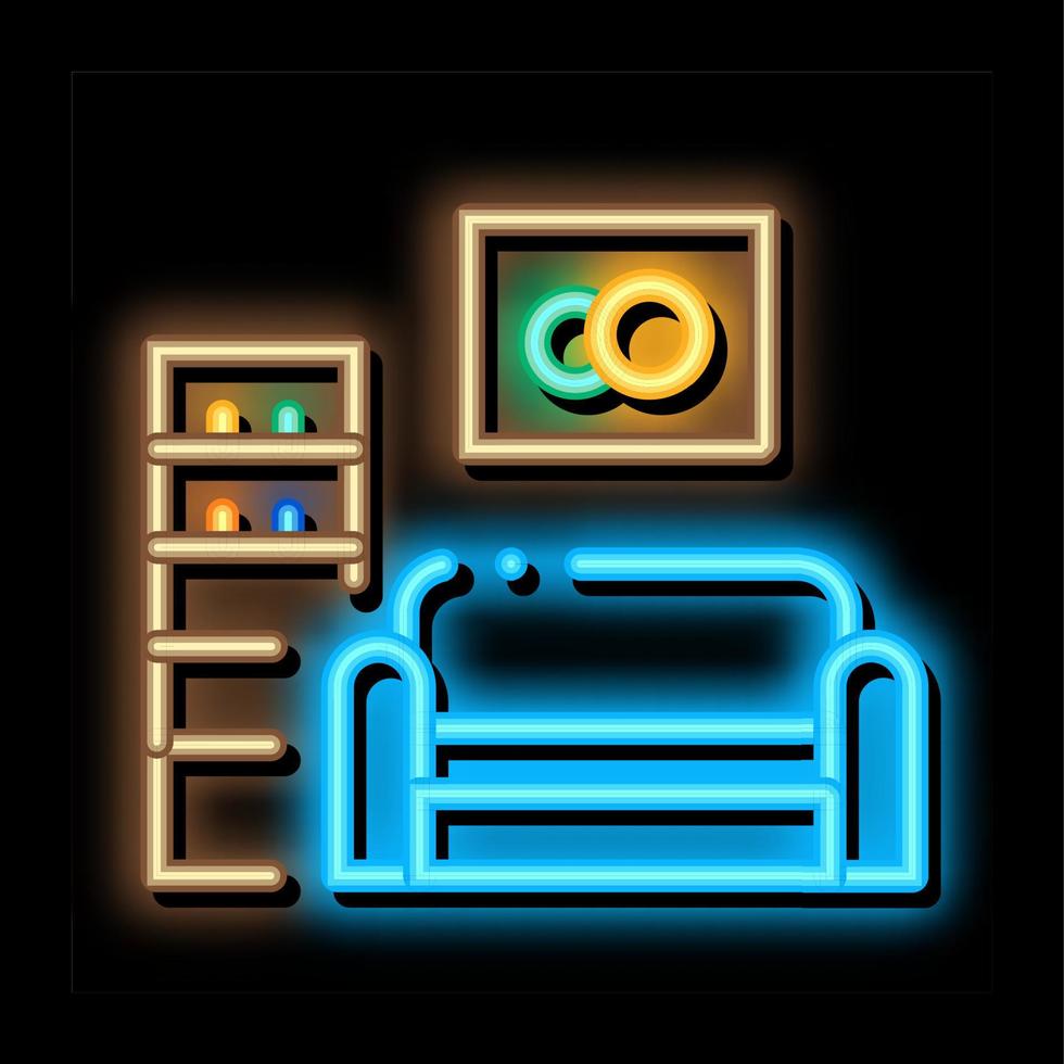 leven kamer met afbeelding neon gloed icoon illustratie vector