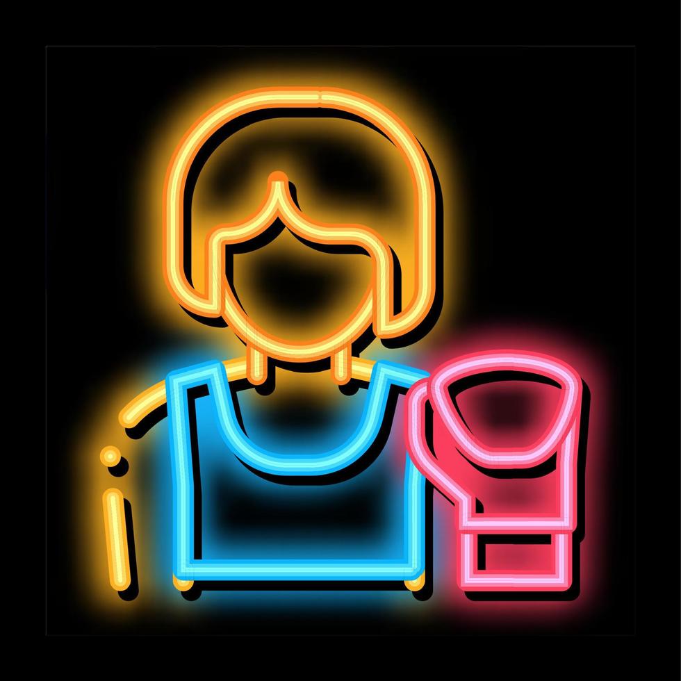 bokser vrouw neon gloed icoon illustratie vector