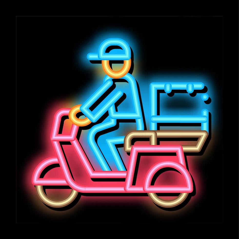 koerier levering Aan motorfiets neon gloed icoon illustratie vector