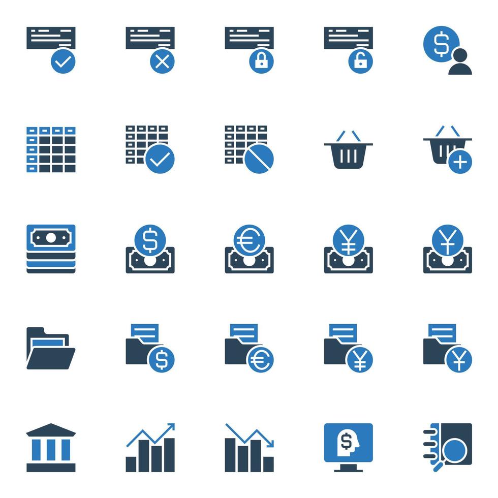 twee kleur pictogrammen voor bedrijf en financieel. vector