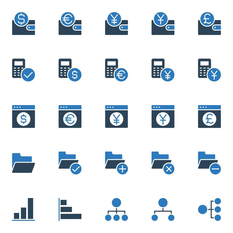 twee kleur pictogrammen voor bedrijf en financieel. vector