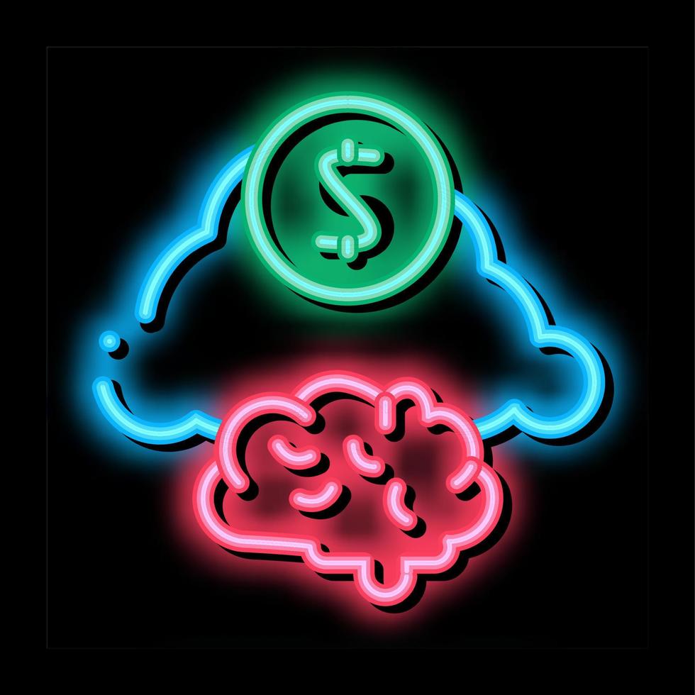 hersenen wolk geld neon gloed icoon illustratie vector