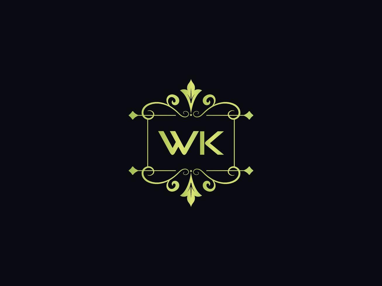 typografie wk logo icoon, uniek wk luxe kleurrijk brief logo vector