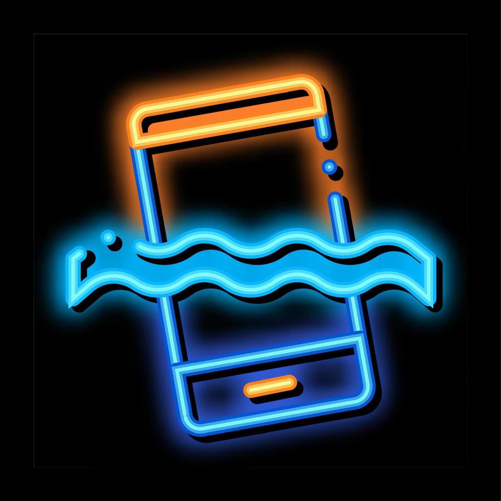 waterbestendig materiaal telefoon neon gloed icoon illustratie vector