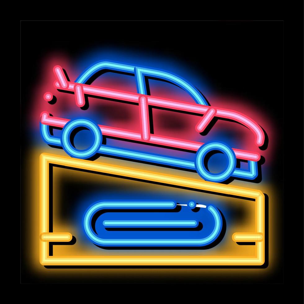 auto Aan voetstuk neon gloed icoon illustratie vector