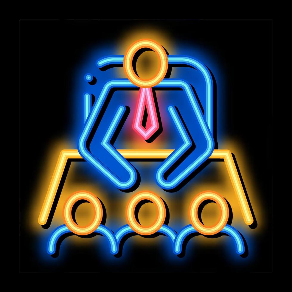 kantoor vergadering neon gloed icoon illustratie vector