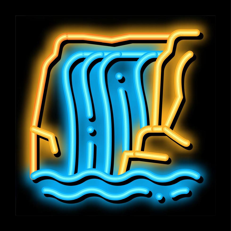 waterval in bergen neon gloed icoon illustratie vector