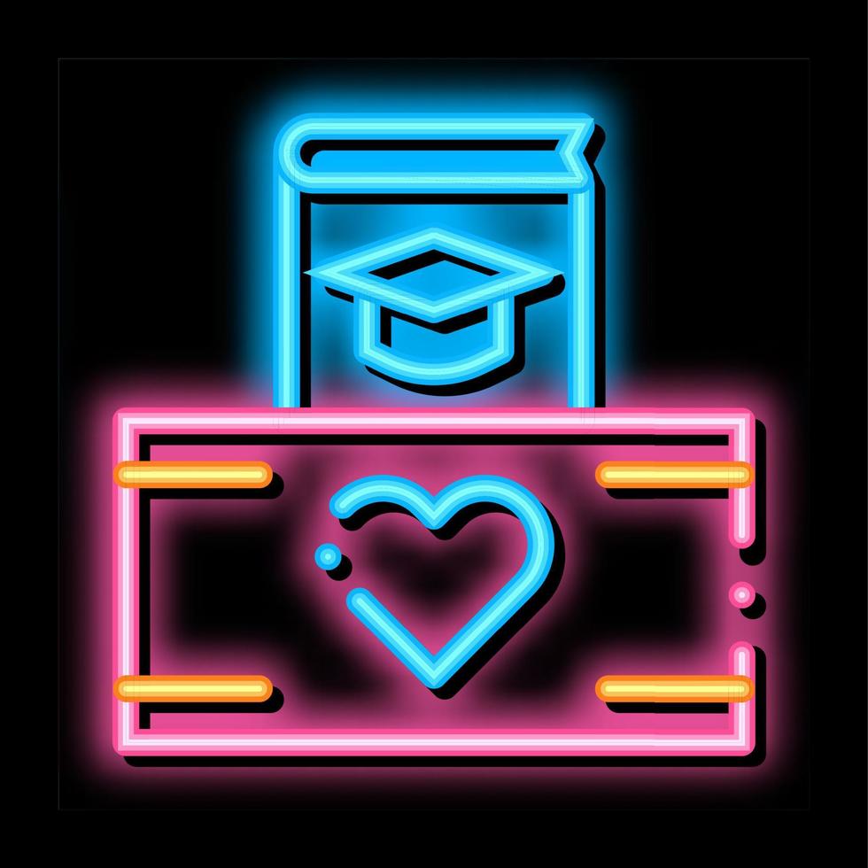 vrijwilligers ondersteuning studie doos neon gloed icoon illustratie vector