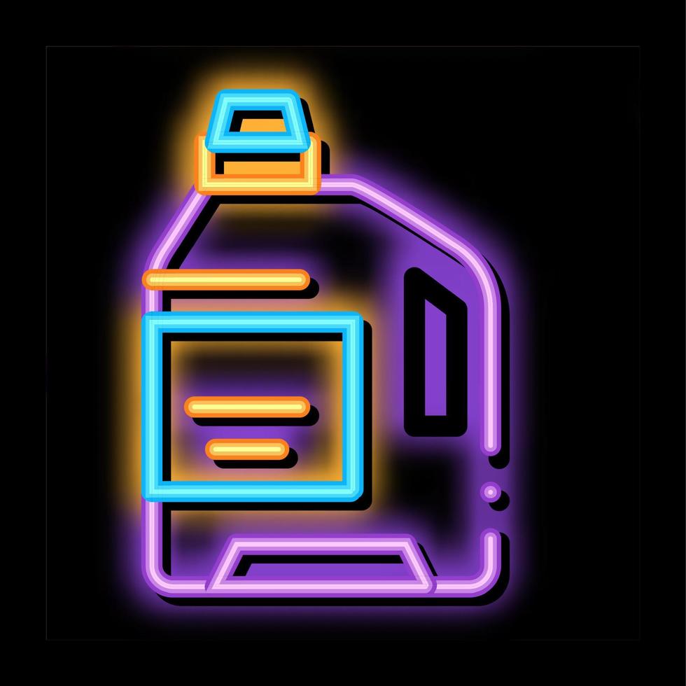 wasserij onderhoud het wassen vloeistof fles neon gloed icoon illustratie vector