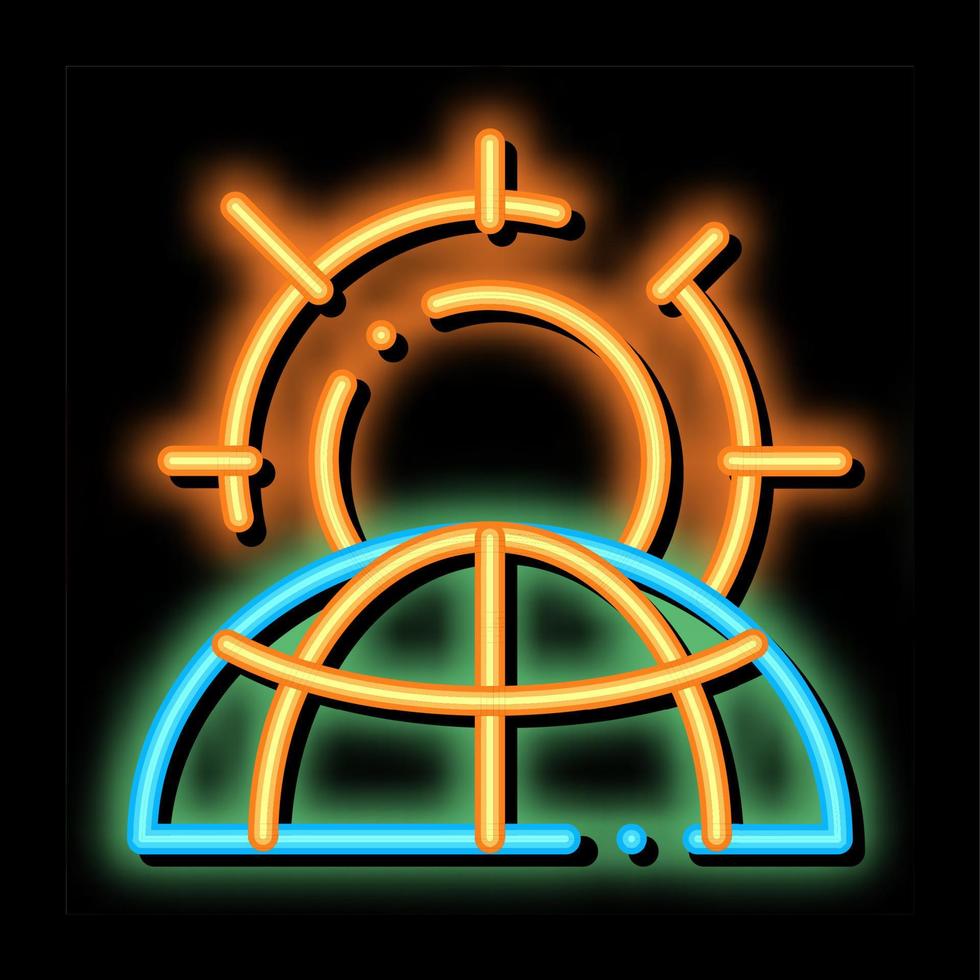 opwarming zon planeet probleem neon gloed icoon illustratie vector