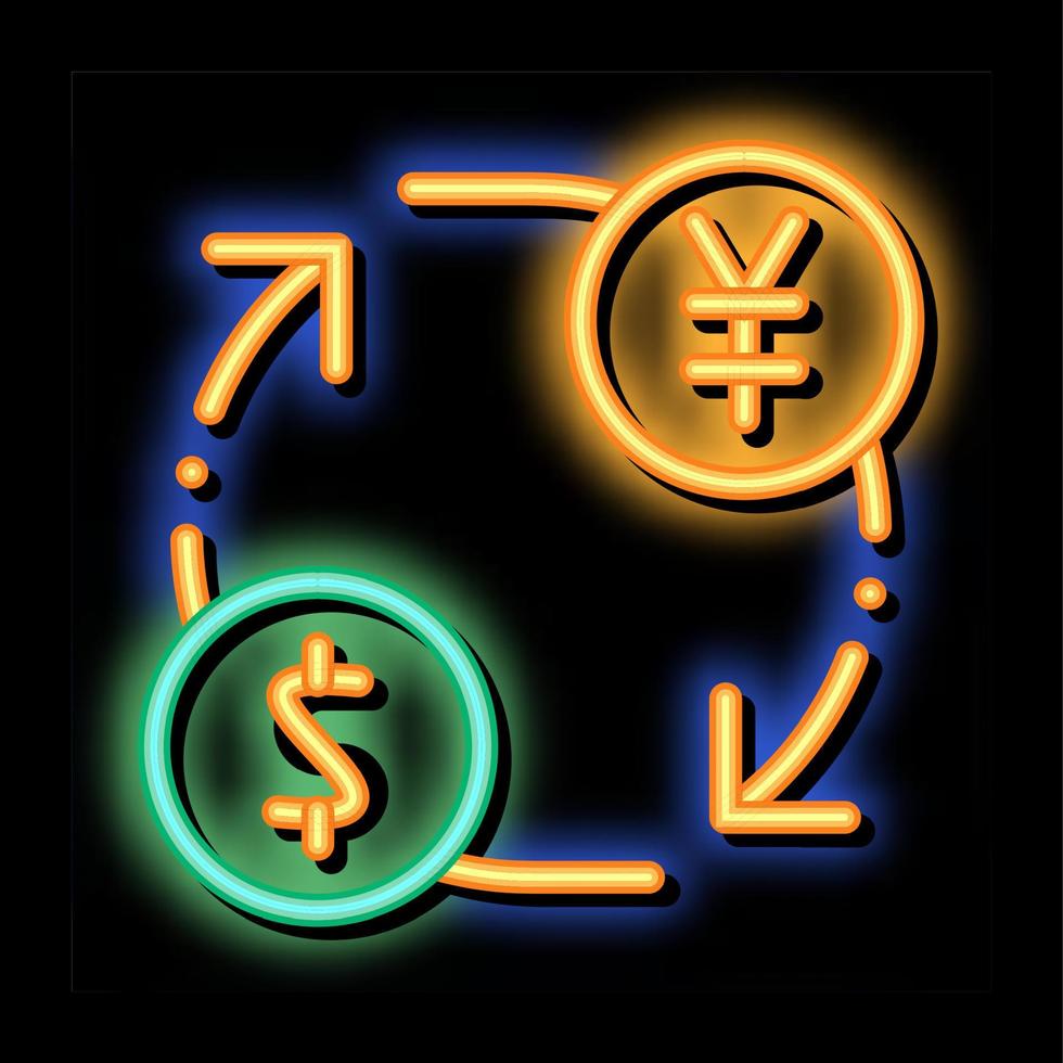 valuta geld dollar yen neon gloed icoon illustratie vector