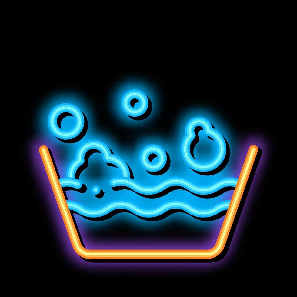 wasserij onderhoud zeepsop kom neon gloed icoon illustratie vector
