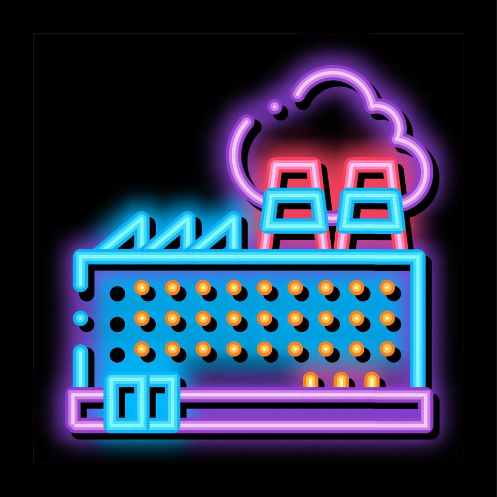 industrieel fabriek gebouw neon gloed icoon illustratie vector