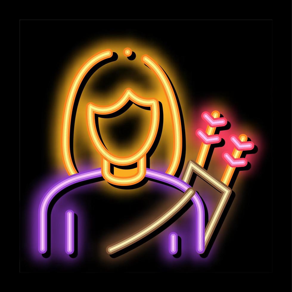 boogschutter vrouw silhouet neon gloed icoon illustratie vector