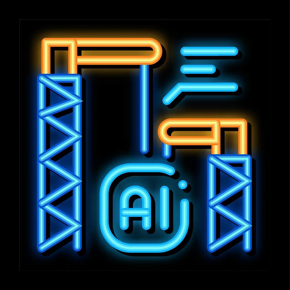 gebouw kraan neon gloed icoon illustratie vector