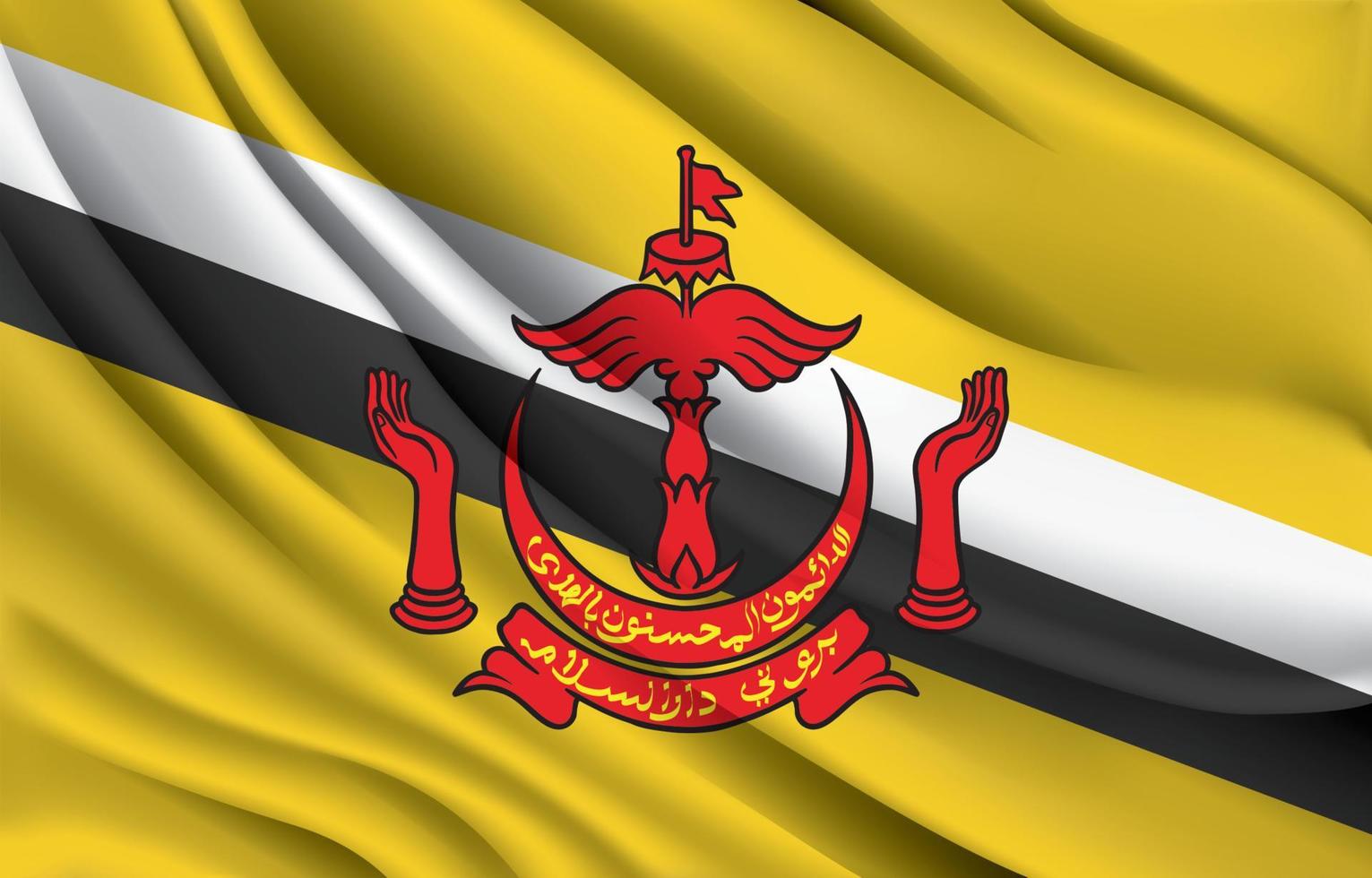 Brunei Darussalam nationaal vlag golvend realistisch vector illustratie