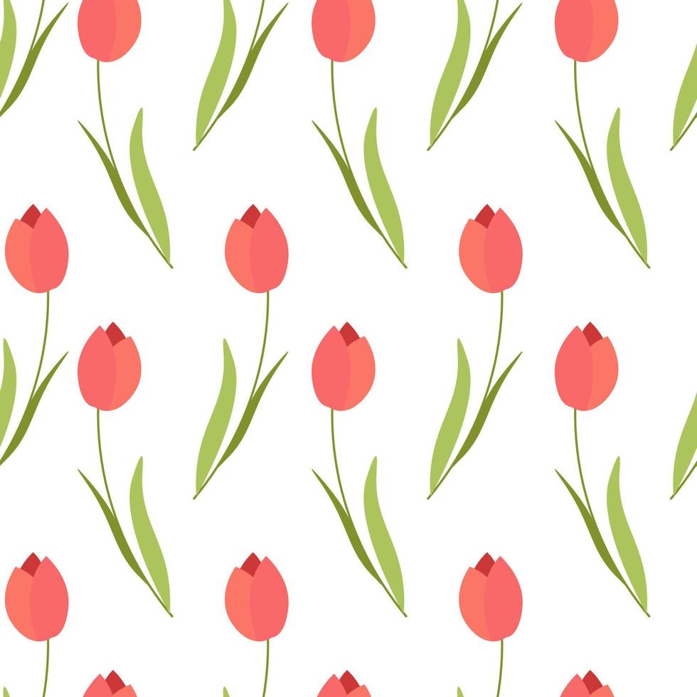 rood tulpen boeket, voorjaar bloemen patroon vector