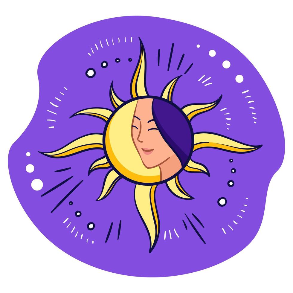 vrouw met Gesloten oog in zon symbool cirkel vector