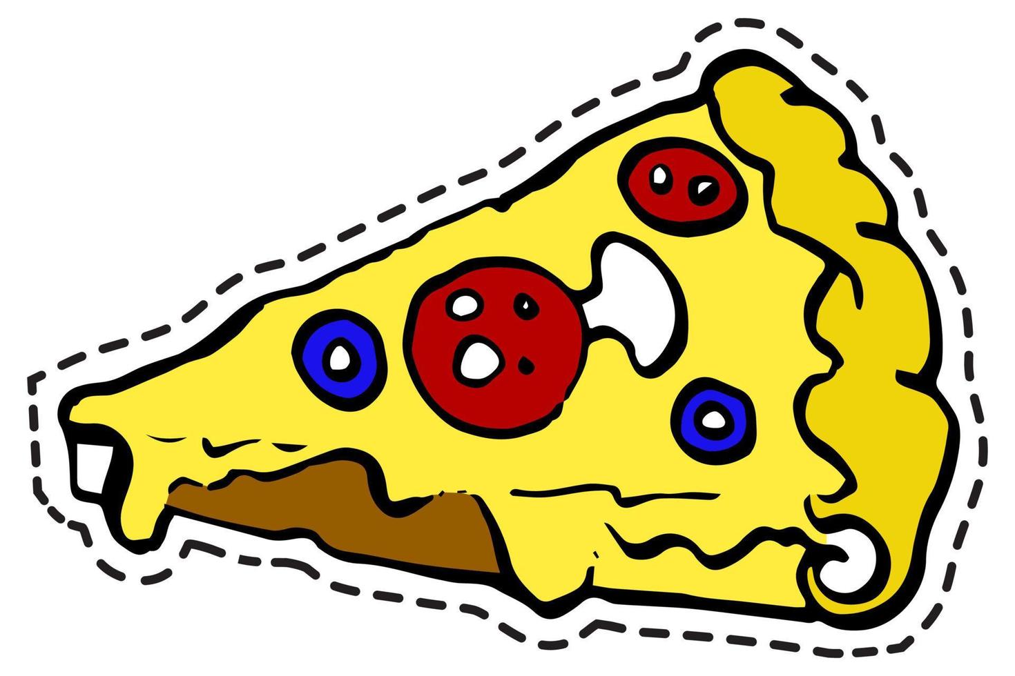 pizza met kaas en paddestoel, sticker of icoon vector