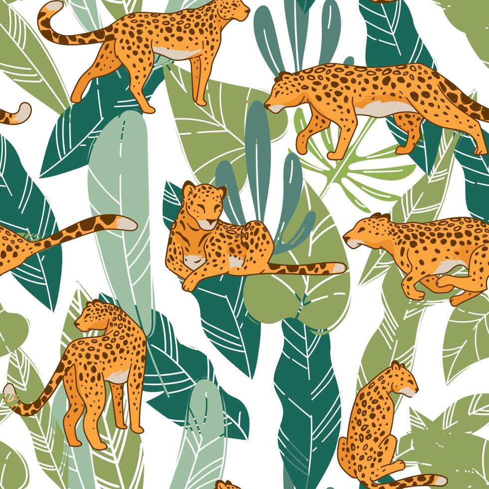 jaguar of panter, Jachtluipaard of luipaard patroon vector
