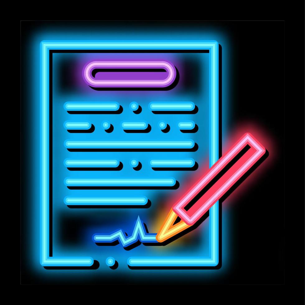contract ondertekening neon gloed icoon illustratie vector