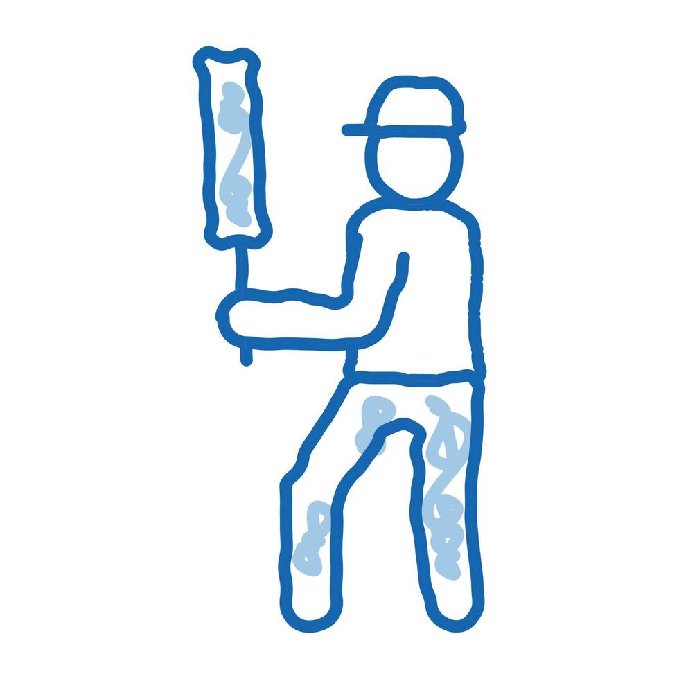 krekel speler batsman tekening icoon hand- getrokken illustratie vector