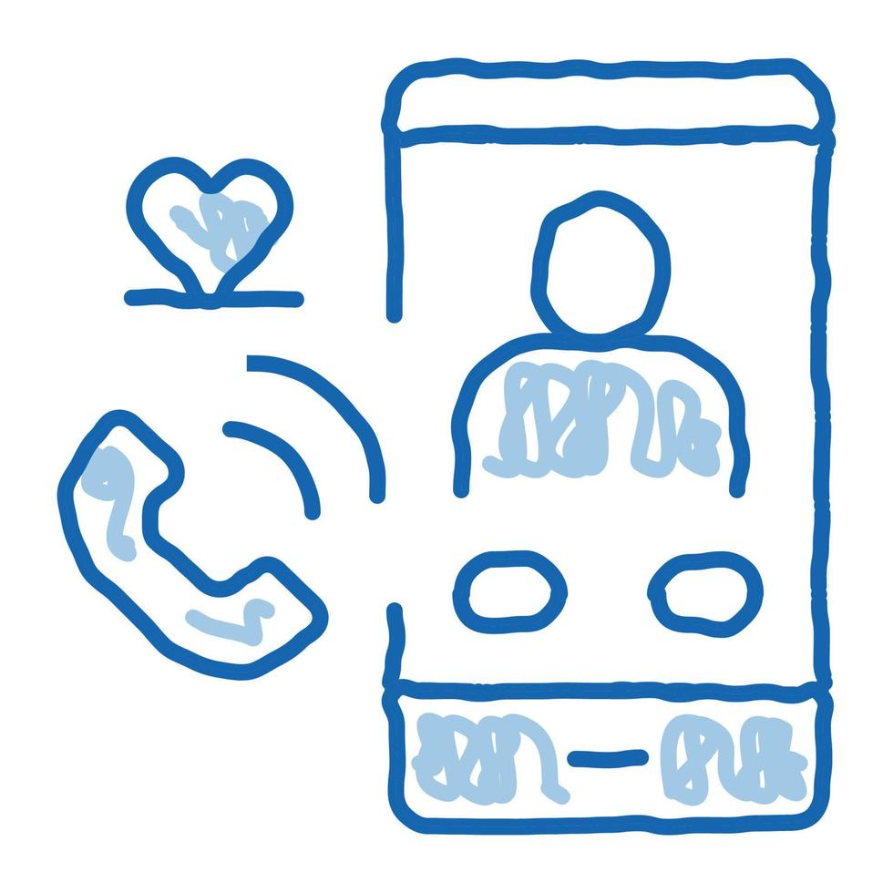 romantisch telefoon telefoontje tekening icoon hand- getrokken illustratie vector