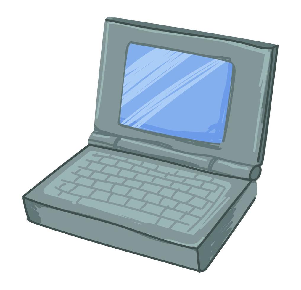 laptop apparaatje met klein toezicht houden op en toetsenbord vector
