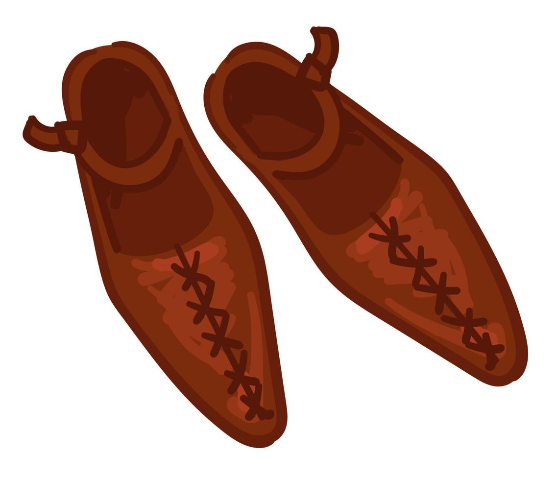 oude laarzen met riemen, leer oud schoenen decor vector