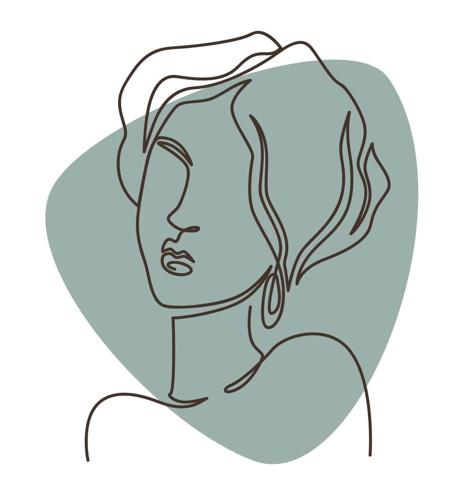 vrouw karakter portret, minimalistische lijn kunst vector