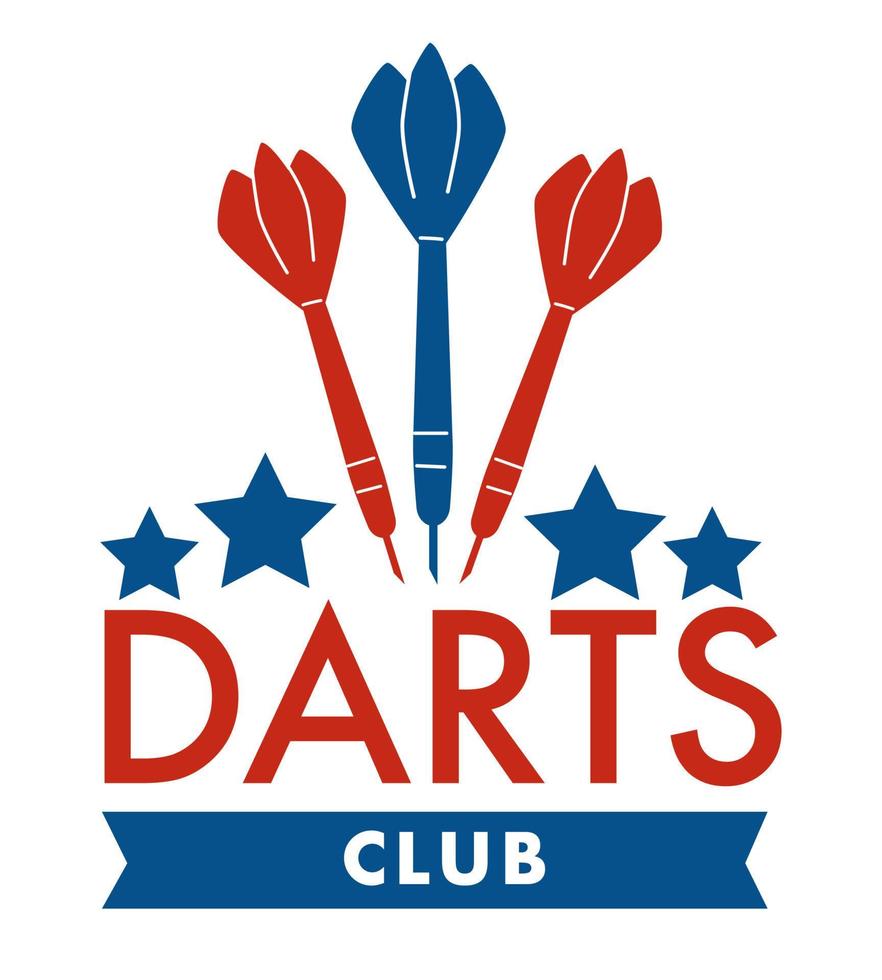 darts club, pijlen en sterren, sport- banier vector