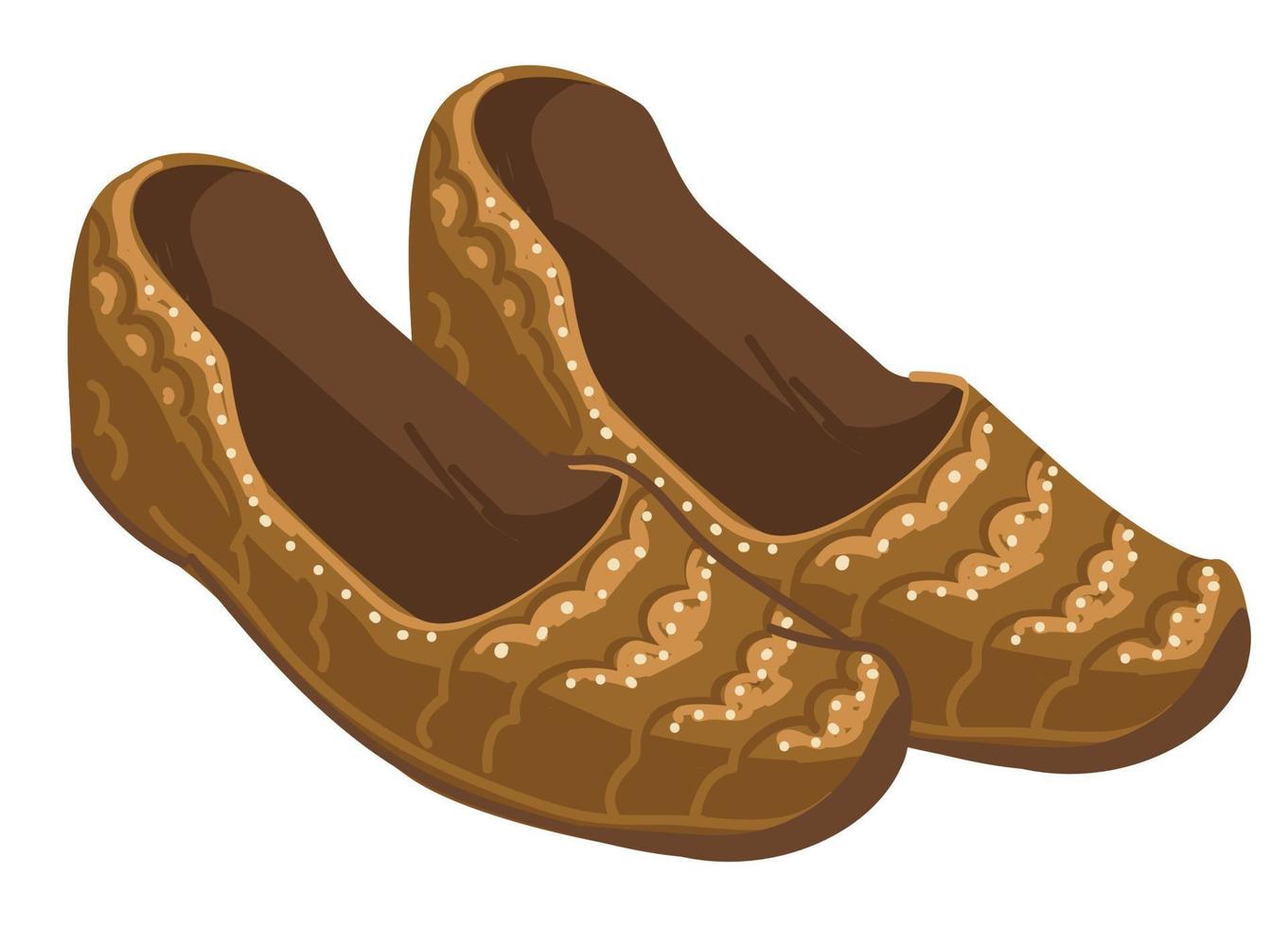 Indisch Dames schoenen gemaakt van textiel, oud schoenen vector