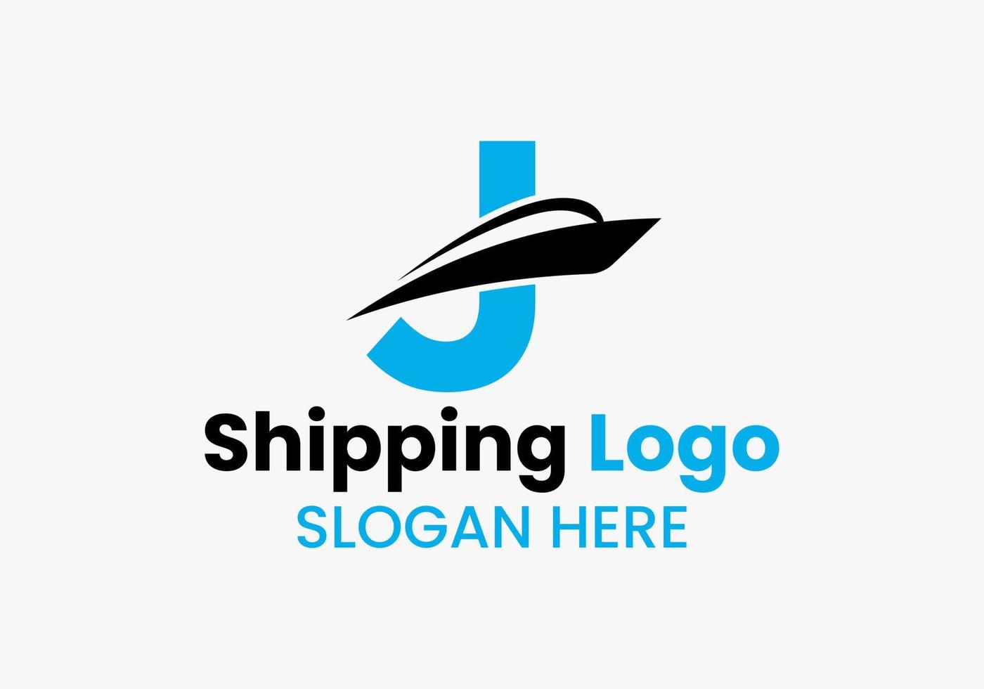 brief j Verzending logo zeilboot symbool. nautische schip het zeilen boot icoon vector