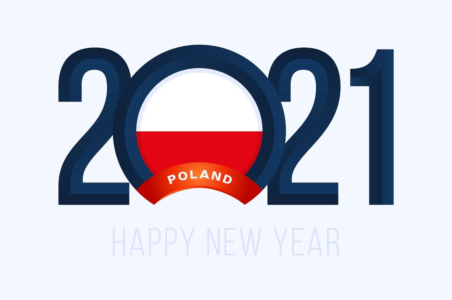Nieuwjaar 2021 typografie met vlag van Polen vector