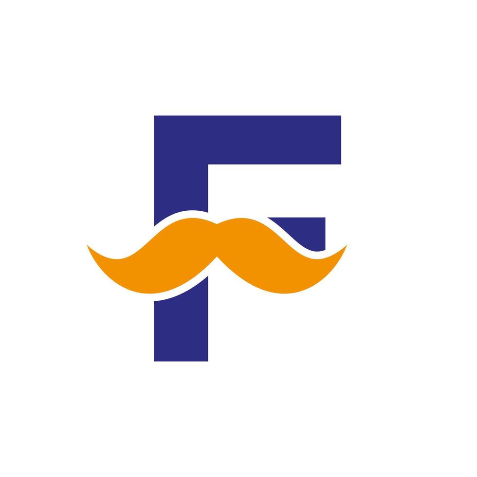 brief f kapperszaak logo ontwerp. haar stylist logotype voor snor stijl en mode symbool vector