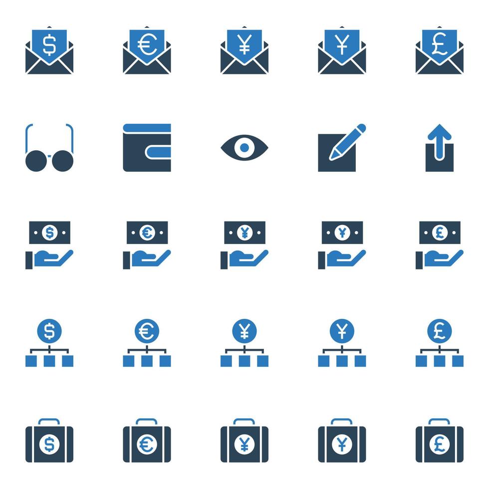 twee kleur pictogrammen voor bedrijf en financieel. vector