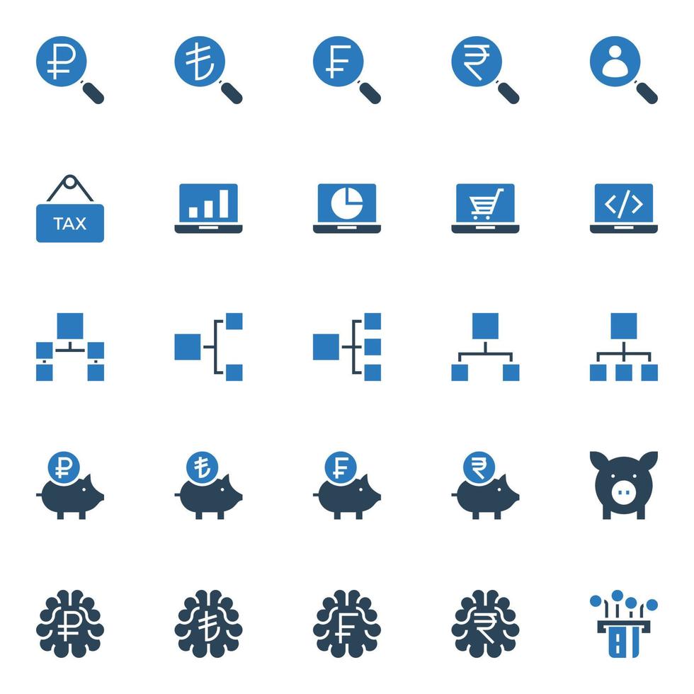 twee kleur pictogrammen voor bedrijf en financieel. vector