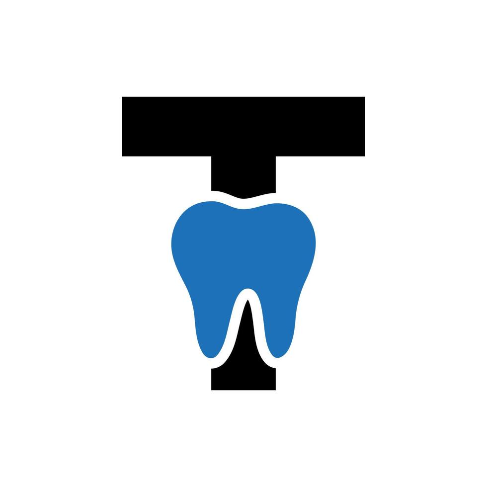 brief t tandheelkundig logo concept met tanden symbool vector sjabloon