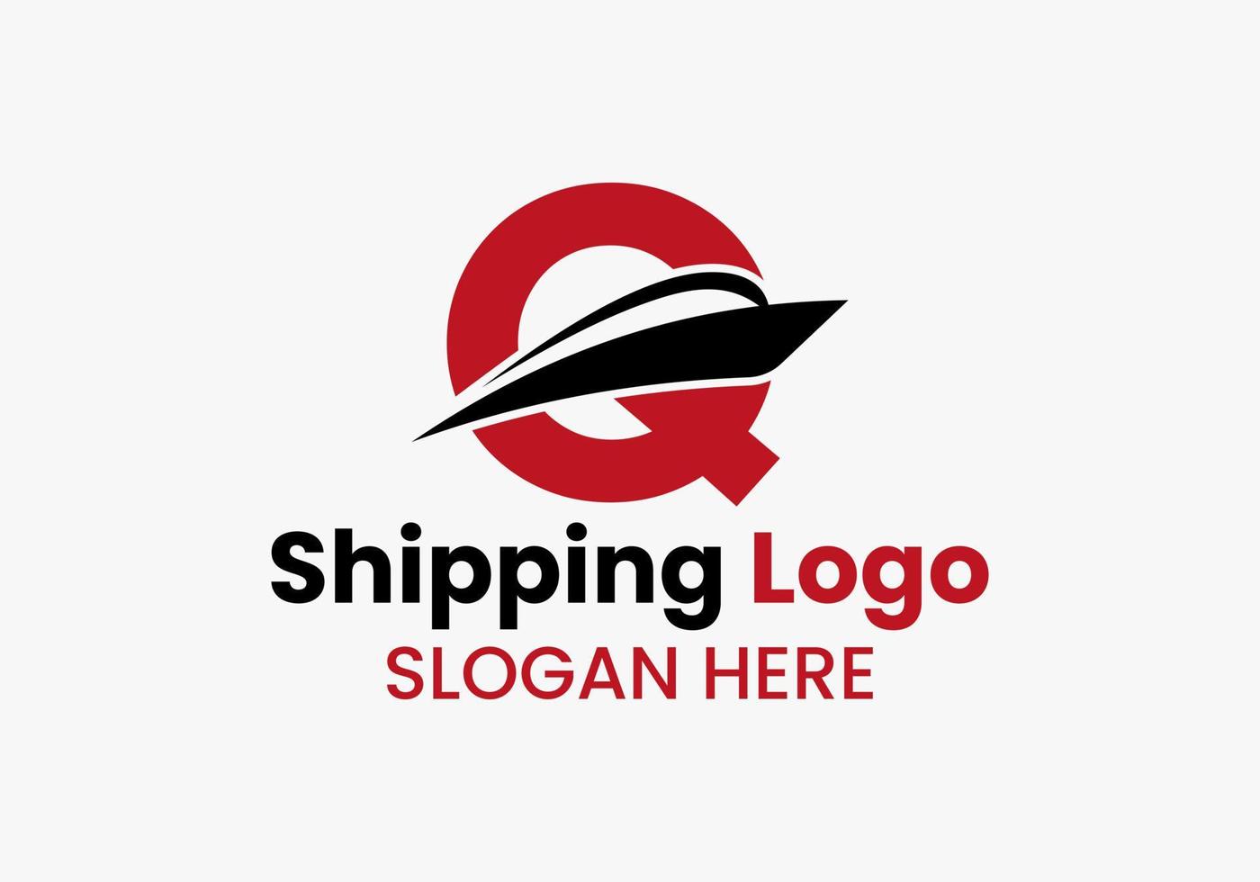 brief q Verzending logo zeilboot symbool. nautische schip het zeilen boot icoon vector