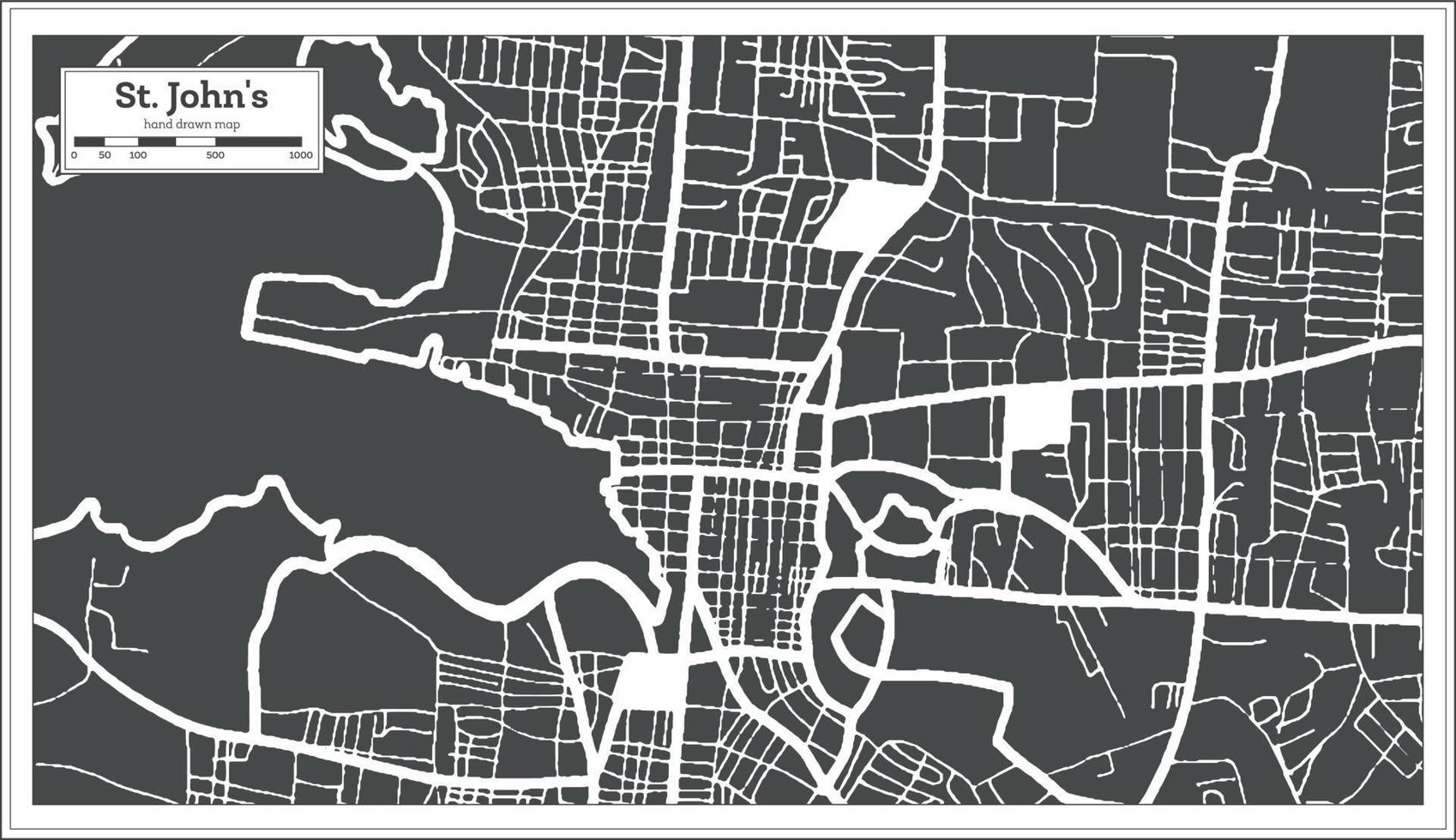 st. John's antigua en Barbuda stad kaart in zwart en wit kleur in retro stijl. schets kaart. vector