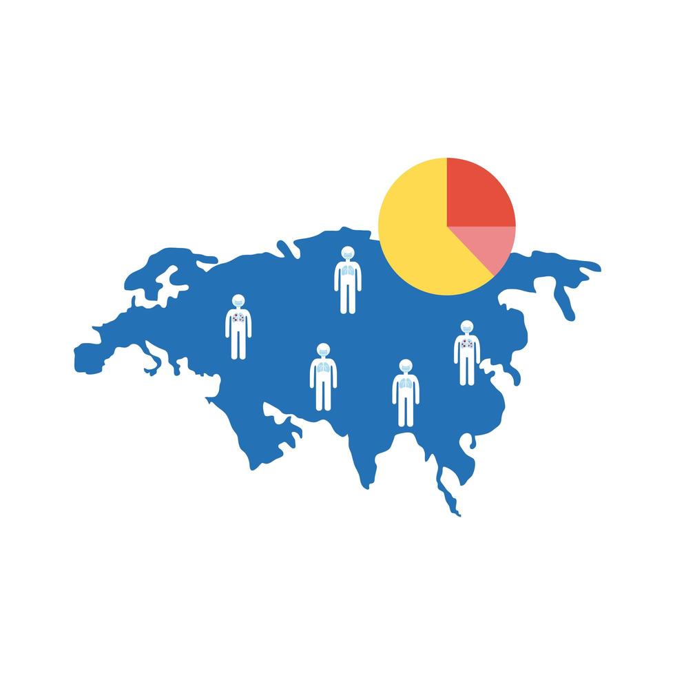 kaart met coronavirus infographic pictogram vector