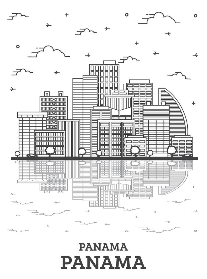 schets Panama stad horizon met modern gebouwen en reflecties geïsoleerd Aan wit. vector
