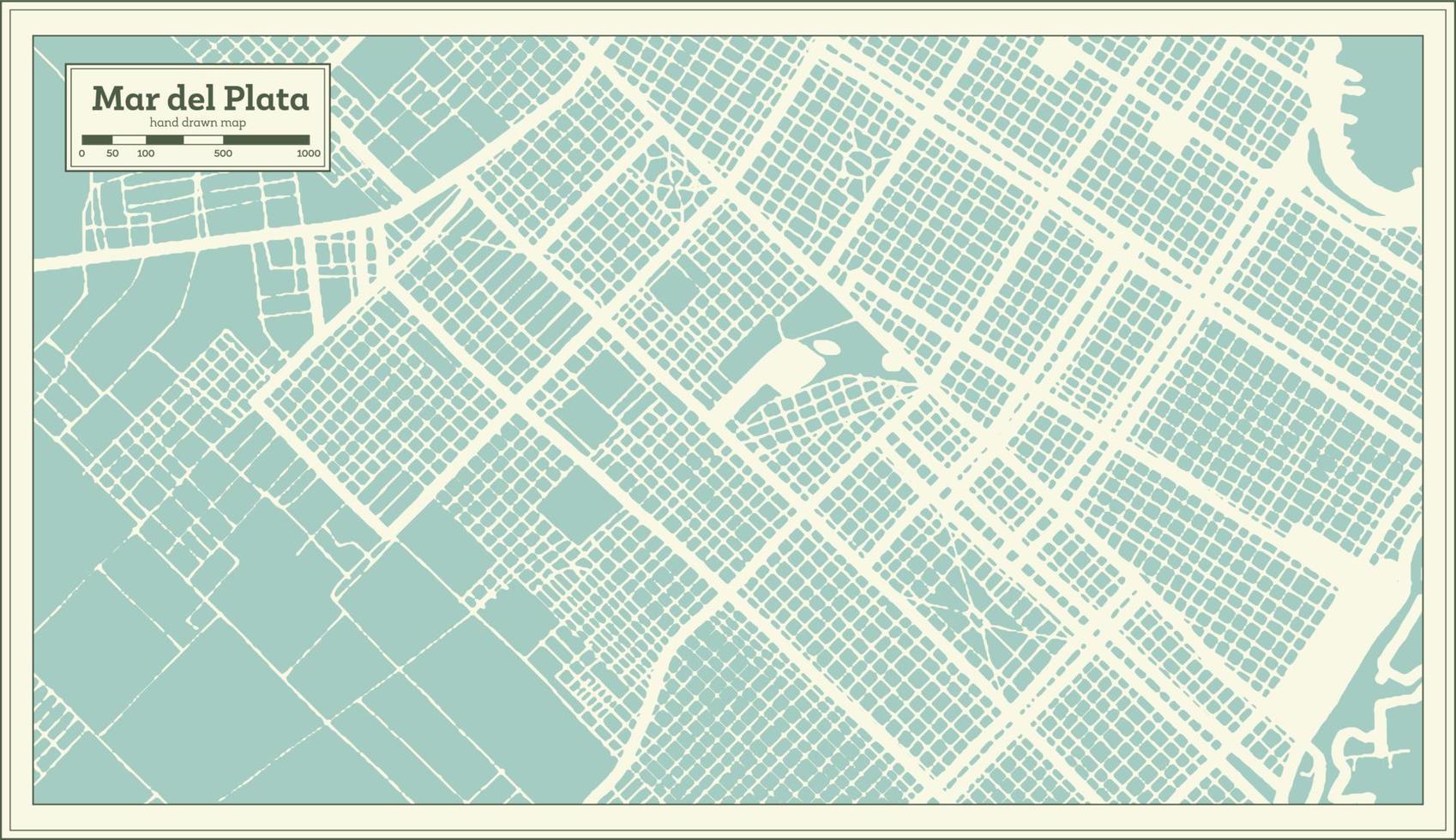 bederven del plata Argentinië stad kaart in retro stijl. schets kaart. vector