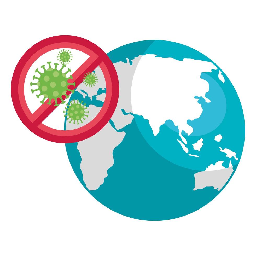 planeet aarde met coronavirus-pictogram vector