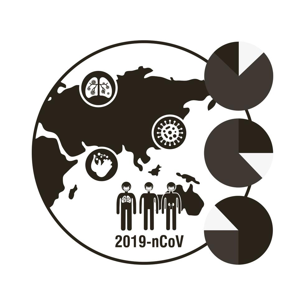 wereldkaart met coronavirus infographic pictogram vector