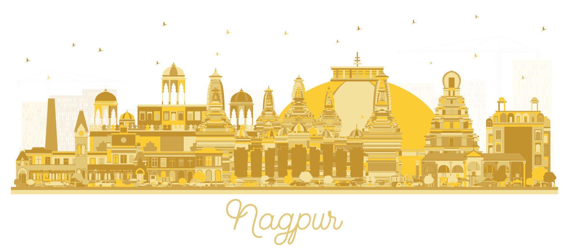 nagpur Indië stad horizon met gouden gebouwen geïsoleerd Aan wit. vector