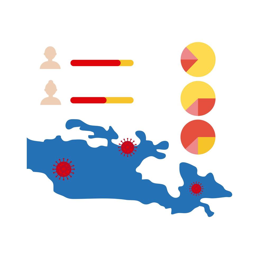 kaart met coronavirus infographic pictogram vector