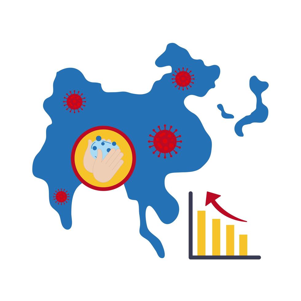 kaart met coronavirus infographic pictogram vector