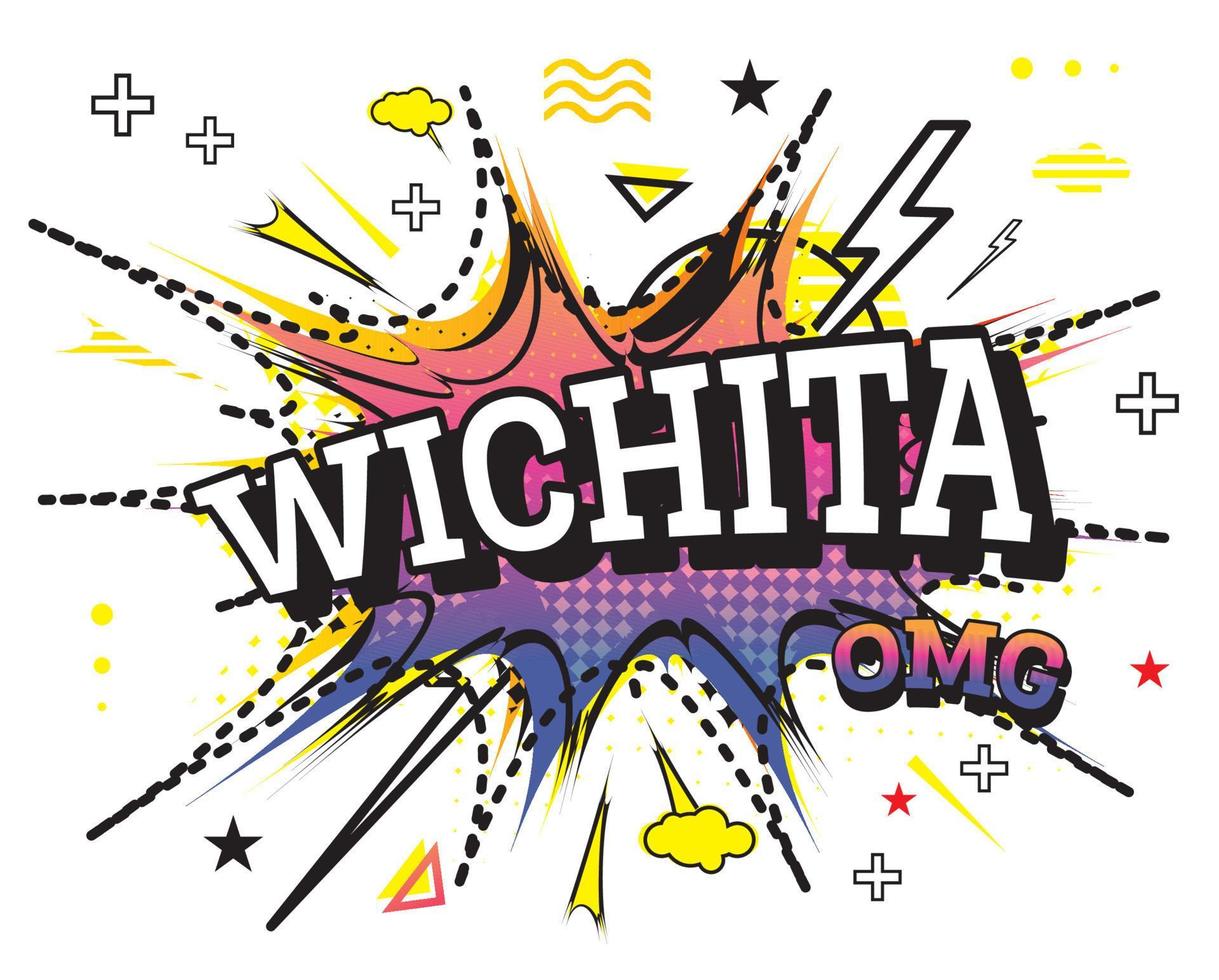 wichita grappig tekst in knal kunst stijl geïsoleerd Aan wit achtergrond. vector